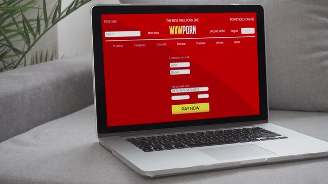 Online payment on Porn site. Adult content only. Download porn content. Online porn concept. Sex and xxx sites.