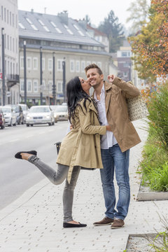 loving couple on a city stroll