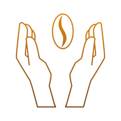 hands protected coffee seed isolated icon vector illustration design