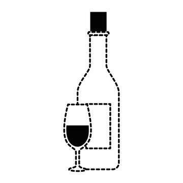 wine bottle with cup vector illustration design