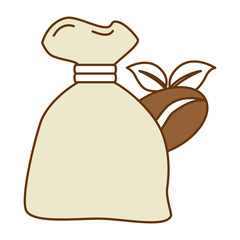 bag coffee seeds and leafs vector illustration design