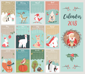 Holiday calendar with cute and funny characters © danceyourlife