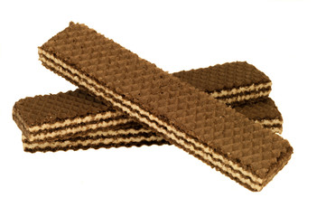 beautiful chocolate wafer in white background