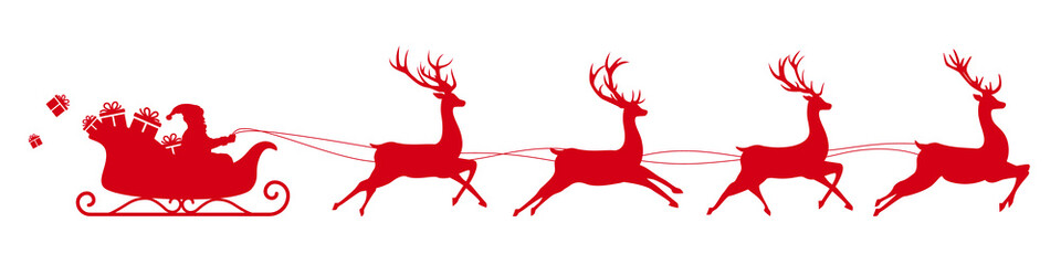 Christmas red Santa sleigh vector illustration