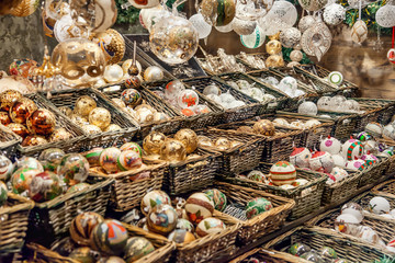 Christmas decorations on the market in Vienna