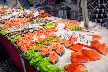 Seafood at a market - Powered by Adobe