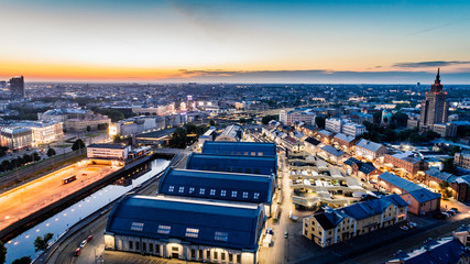 Old Riga City Town and roads Air Drone pictures