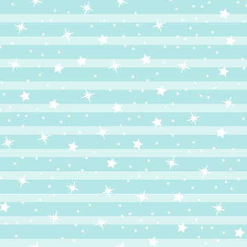 Abstract Seamless Baby Star Pattern For Girls, Boys, Clothes, Sportswear. Creative Vector Background With Stars And Sky. Funny Baby Star Wallpaper For Textile And Fabric. Fashion Kids Style.