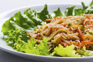 Salad with rice noodle and vegetables
