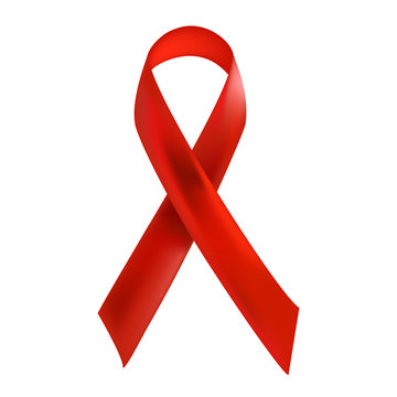 AIDS red ribbon isolated on white background. World AIDS Day. AIDS awareness ribbon for your design.