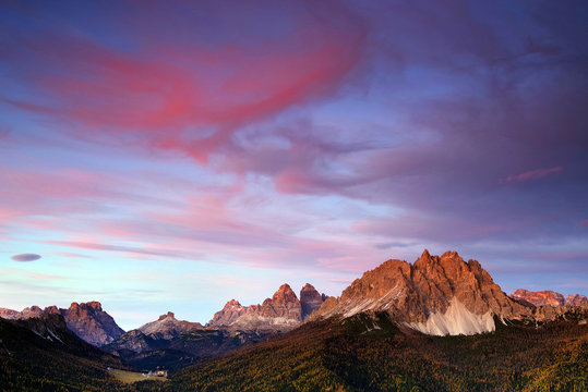 Alpine landscape in the Dolomites, Italy, Europe