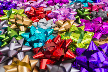 Holiday colorful different bow background