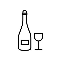 line champagne and wineglass icon on white background