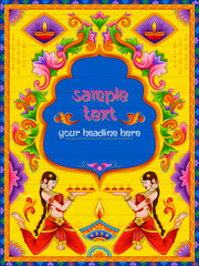 Colorful welcome banner in truck art kitsch style of India