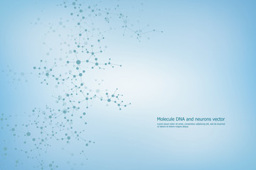 Abstract molecule background, genetic and chemical compounds, connected lines with dots, medical, technological and scientific concept, vector illustration