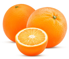 Two fresh mandarin and one cut in half