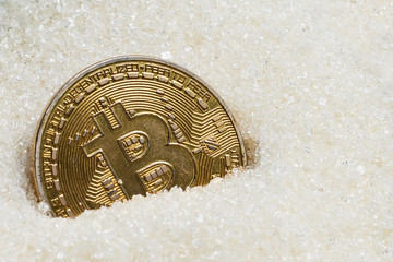 Bitcoin physical coin with sugar