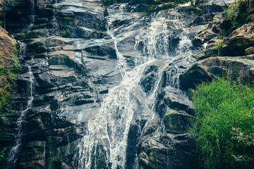 The Ravana Falls in Sri Lanka. 