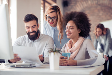 Working together on project.