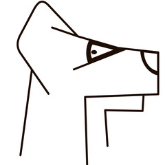 Vector silhouette of the dog on white background.