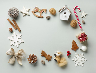 Frame of Christmas decorations