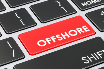 Fototapeta premium Offshore red keyboard button, 3D rendering