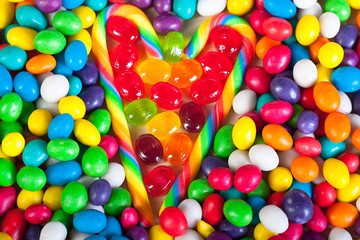 frame from heart from colorful sweets of sugar candies