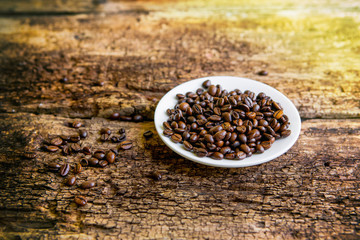 Coffee plate with coffee beans. Coffee. Coffee beans.