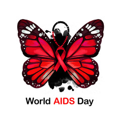 World AIDS day digital art illustration for web, print, design. Global public health campaign held annually on 1st of December, dedicated to raising awareness of AIDS pandemic caused by HIV infection