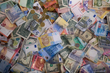 Variety of the world banknotes