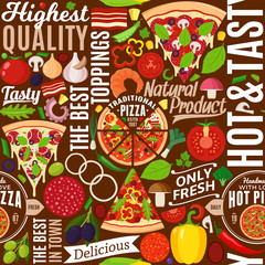 Vector pizza seamless pattern