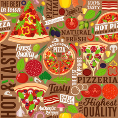 Vector pizza seamless pattern