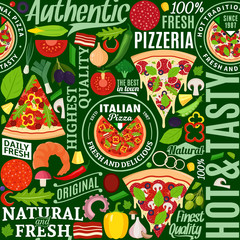 Vector pizza seamless pattern