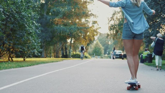 Young girl on skateboard