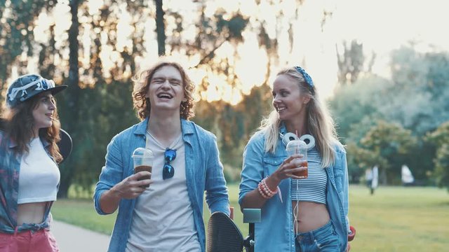 Happy young people in the park