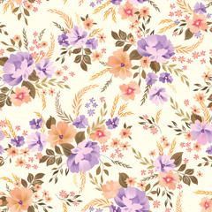 Floral seamless pattern. Flower background. Ornamental garden fl