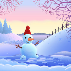 Obraz premium winter holiday landscape. vector illustration.