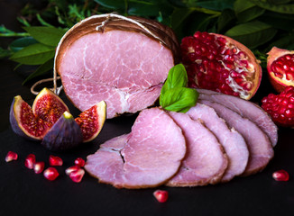 Smoked ham with pomegranate