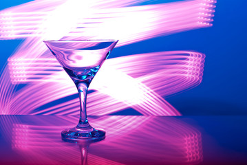 glass with cocktail in a nightclub