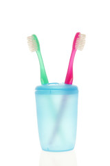 Dental brushes in mug