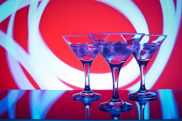 glass with cocktail in a nightclub