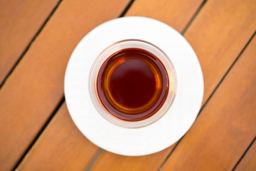Brown wooden floors on the tea.