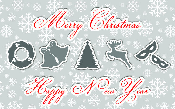 Merry Christmas. Holiday greeting card. Vector illustration. 