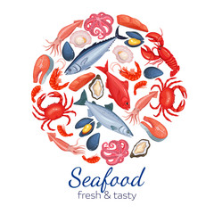 Round template seafood page design