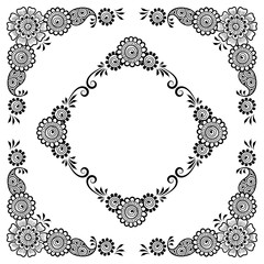 Hand drawn floral background with place for text. Vector Illustration