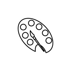 Paint brush with palette icon. Vector graduation Icon. Education, academic degree. Premium quality graphic design. Signs, outline symbols collection, simple icon for websites, web design, mobile app