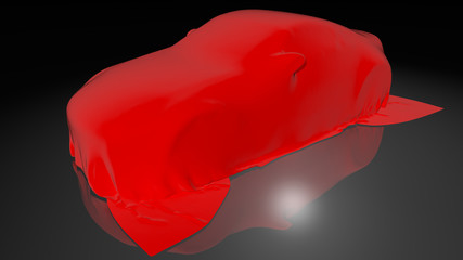 Car covered with a cloth. 3D render