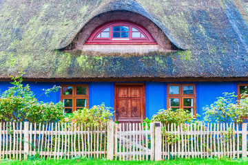 idyllic thatched-roof cottage at the Lieper Winkel, Usedom, Germany