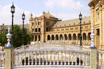 Plaza de España en Sevilla (Andalucia)  en el Parque de María Luisa proyectado por el arquitecto Aníbal González