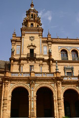Plaza España de Sevilla, Andalucia. La Plaza es un conjunto arquitectónico enclavado en el Parque...